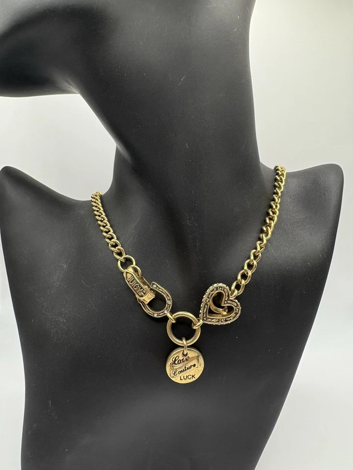 Gargantilla Collar Reversible Juicy Couture "Love Luck Couture" Tono Dorado Y2K Foto 2 de 4