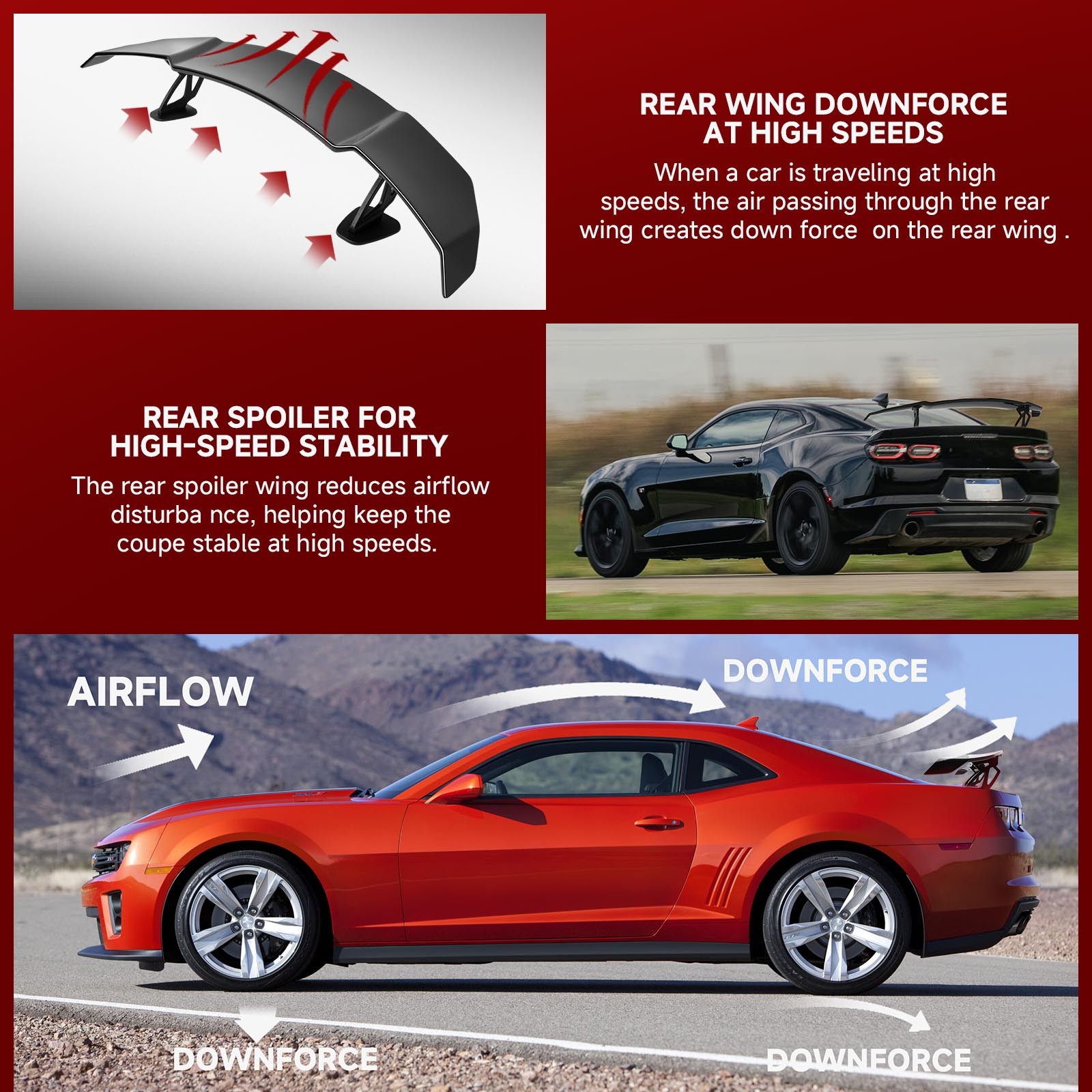 55" GT-Style Rear Trunk Spoiler Racing Wing Lip Glossy For Maserati Quattroporte
