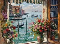 Diamantmosaik „Venedig-Fensteransicht“, 30 X 40 Cm, Kreative Diamanten