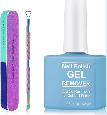 Gel Nail Polish Remover Quick & Easy with Cuticle Pusher and Nail Polish Scraper