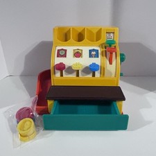 Vintage 1974 Fisher Price Play Cash Register w/Working Bell, Buttons