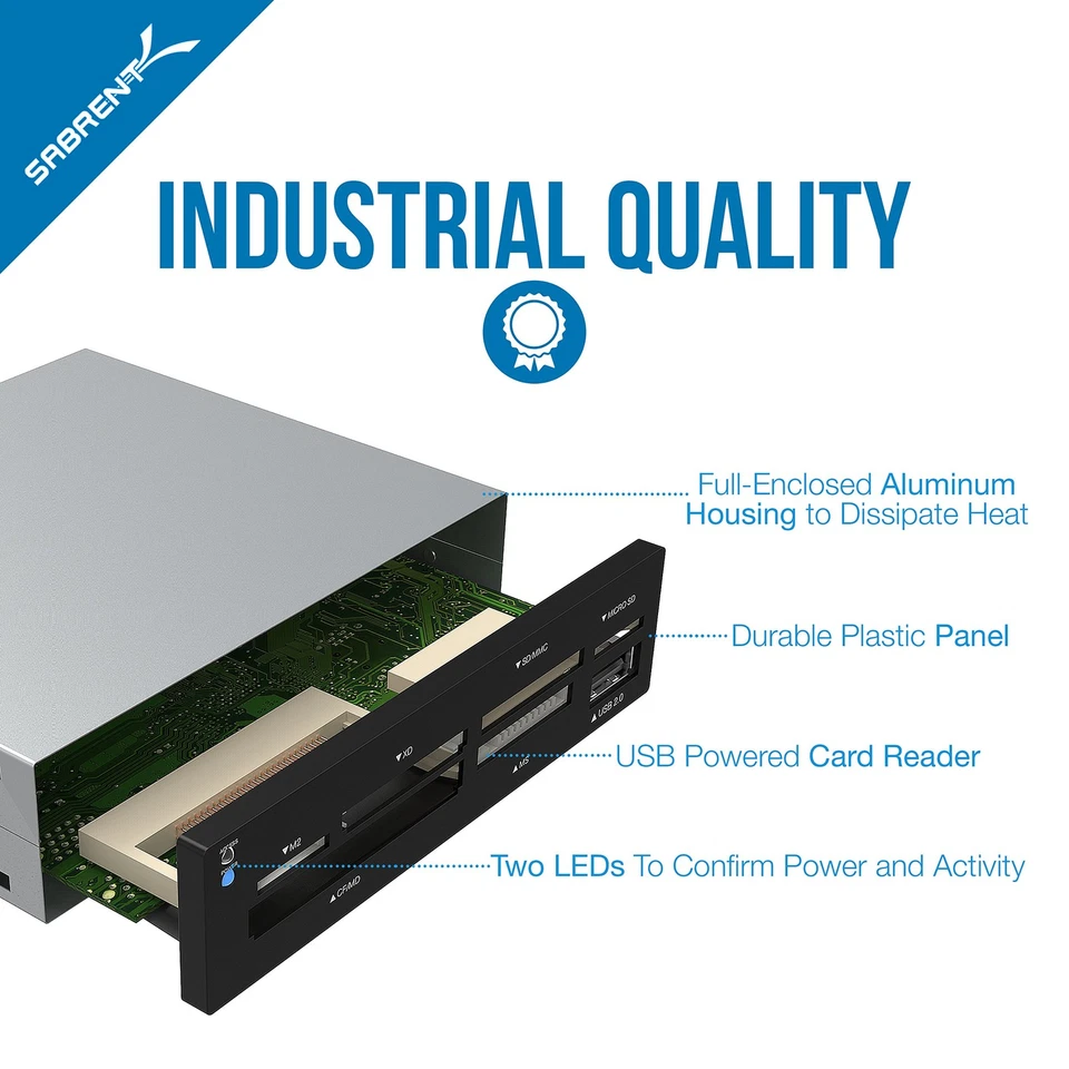 SABRENT 74 in 1 3.5 Inch Internal Flash Supports 74 Memory Type, Black,Silver - Image 4 of 4