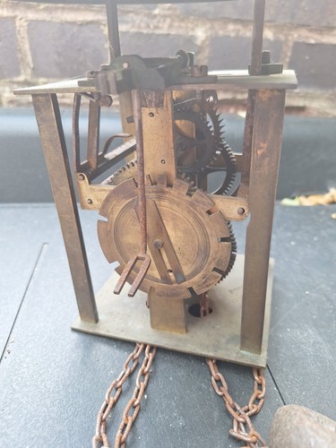 18th century brass 30hr longcase clock movement and face by Thomas West Reading - Picture 6 of 9