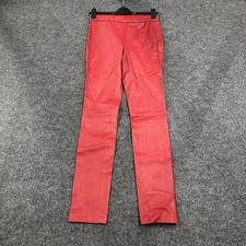 HELMUT LANG Lamb Leather Skinny Leg Pants Women's Size 4 Red