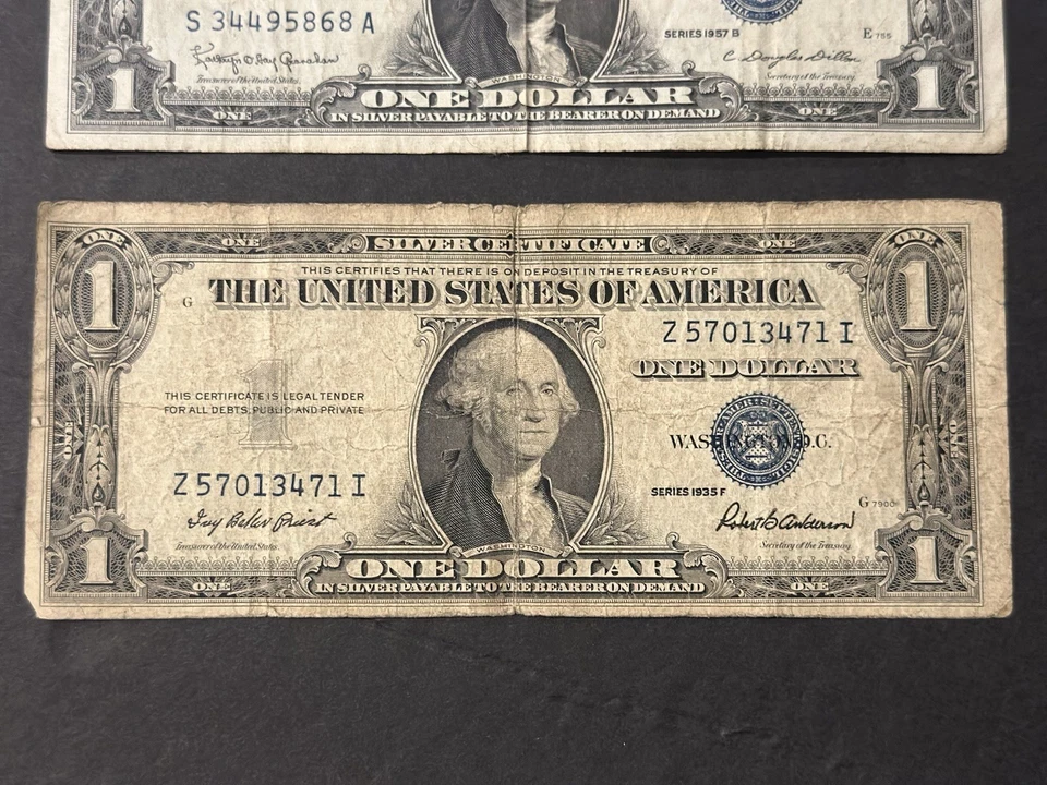 1953 B $2 Bill (RED) - 1957 B $1 Bill (BLUE)- 1935 F $1 Bill (BLUE) Lot. - Image 4 of 4