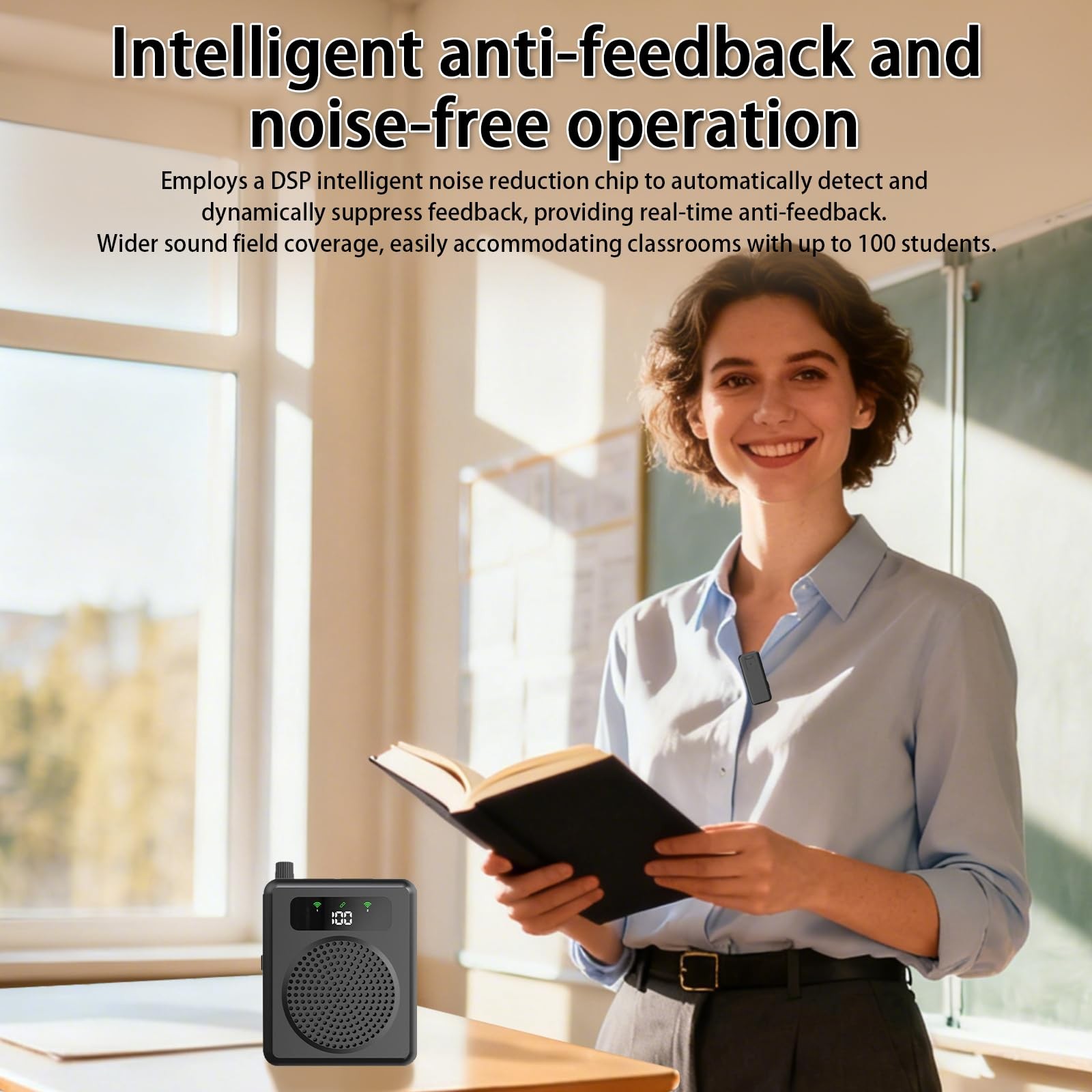 Amplificateur sans fil portable pour guide touristique et enseignant avec micro cravate - 4