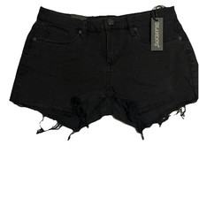 BLANKNYC The Astor Black Denim Cut-Off Shorts Frayed Hem Size 28 NWT