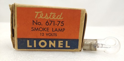 Lionel Train Postwar 671-75 Smoke Lamp Bulb 12-volt Tested In Original Box