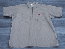 Ben Davis Vintage Shirt XL Brown Hickory Stripe Short Sleeve 1/2 Zip USA Made