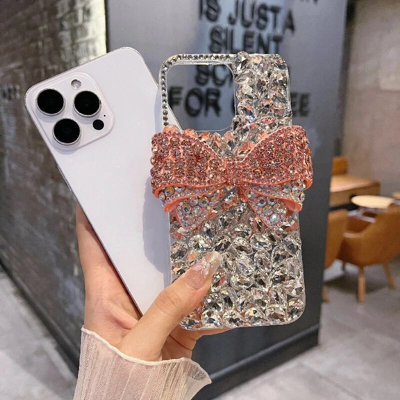 Handmade 3D Bow Full-Diamond Phone Case for iPhone 16/15/14/13/17 Pro Max - Image 4 of 4