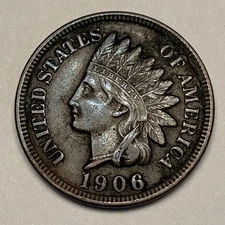 1906 Indian Head Cent Penny Coin  FREE SHIPPING