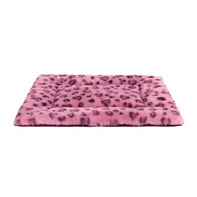 Leopard Print Pet Mat Reversible Plush Dog Cat Sleeping Cushion Machine Washable