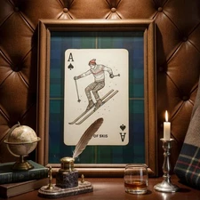 Vintage Ski Poster – Ralph Lauren Inspired Winter Sports Art, Alpine Lodge Decor