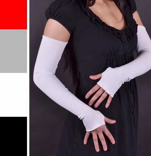 Womens Arm Warmers White Long Sleeves Winter Driving Gloves Cycling Running Warm