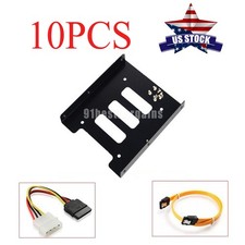 10PCS 2.5" to 3.5" Bay SSD Metal Hard Drive HDD Mounting Bracket Adapter  Cable