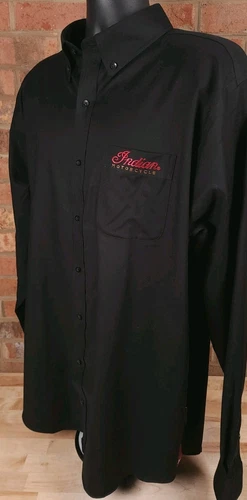 Indian Motorcycles Long Sleeve Button Down Shirt Mens Size Large Black