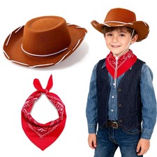 Babelshar Toddler Cowboy Hat  Bandana, Felt Hats Medium, Light Brown