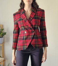Vintage 1990s Red Plaid Double Breasted Blazer
