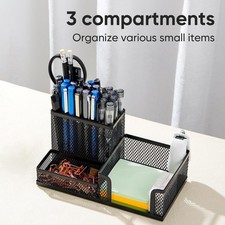 Desk Organizer , 3 Compartment Storage Baskets for Desktop Accessories -