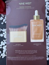 Nine West Runway Radiance Rose Shimmer Body Oil & Body Brush 2pc Set