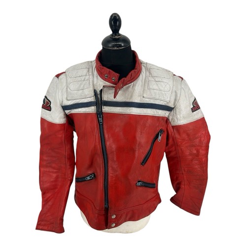 Vintage Honda Leather jacket Biker zip up motorcycle Made in England 80s Mens L - Picture 12 of 13