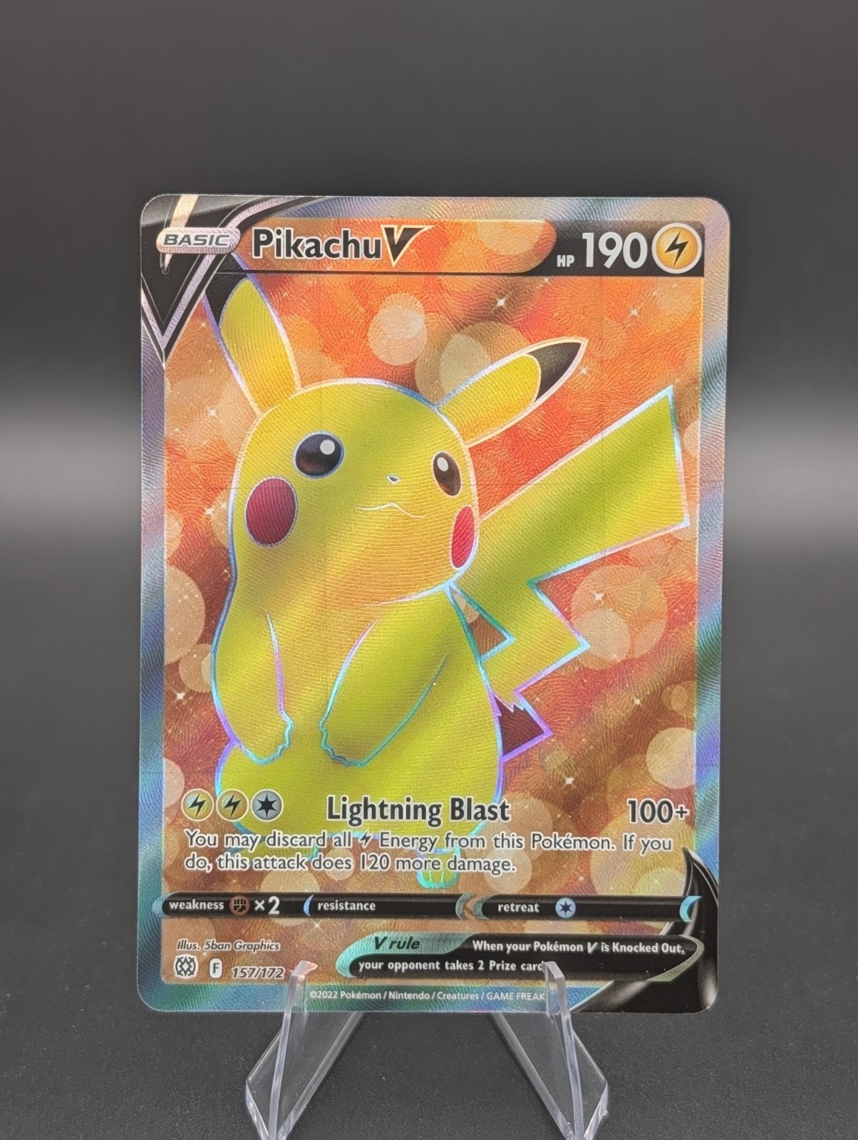 Pokemon TCG Pikachu V (157/172) Brilliant Stars Ultra Rare Full Art Holo Card