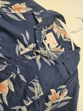 American Eagle Short Sleeve Button Up Mens Size XS Blue Tropical Floral Beach