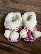 Laura Ashley Slippers Rubber Bottom Toddlers Size 11 To 12 Pink Winter Cozy E