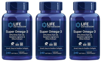 Life Extension Super Omega-3 Plus EPA/DHA Fish Oil/Olive/EPA/DHA 3X240gels