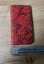 Oberon Design Wild Rose Small Smartphone Wallet In Red 