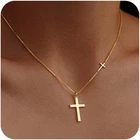 Adjustable 14K Gold Cross Pendant Necklace - Timeless Gift for All Occasions