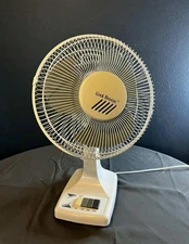 Vintage Cool-Breeze 12” Oscillating Fan Push Button 3-Speed White Tested