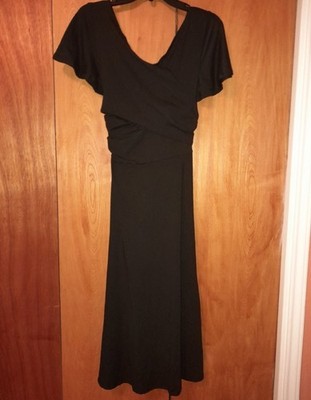 Women's Short Sleeved Black A- Line Dress L