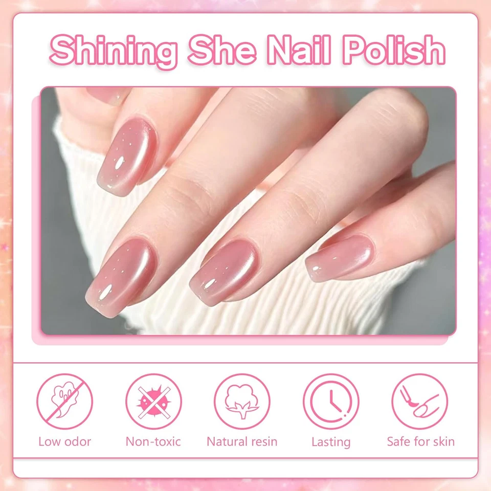 UV Nagellack Jelly Magnet CatEye 4 Farben Kristalle Rosa Lila Rot Set 8ML - Bild 4 von 4