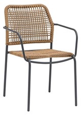 Gartenstuhl Armlehnstuhl Stapelbar Anthrazit Beige Polyrattangeflecht Stahl