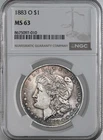 1883-O  $1  MORGAN SILVER DOLLAR NEW ORLEANS NGC MS63  #8675097-010 TONED/TONING