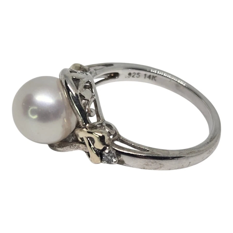 Грушевидный и бриллиант акцент 14K желтое золото и серебро 925 пробы кольцо поместье 💎 драгоценный камень - Изображение 3 из 4