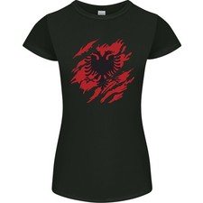 Torn Albania Flag Albanian Day Football Womens Petite Cut T-Shirt