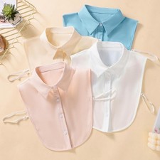 Women Chiffon Solid Detachable Fake Collar Casual Lapel Dickey Half Shirt
