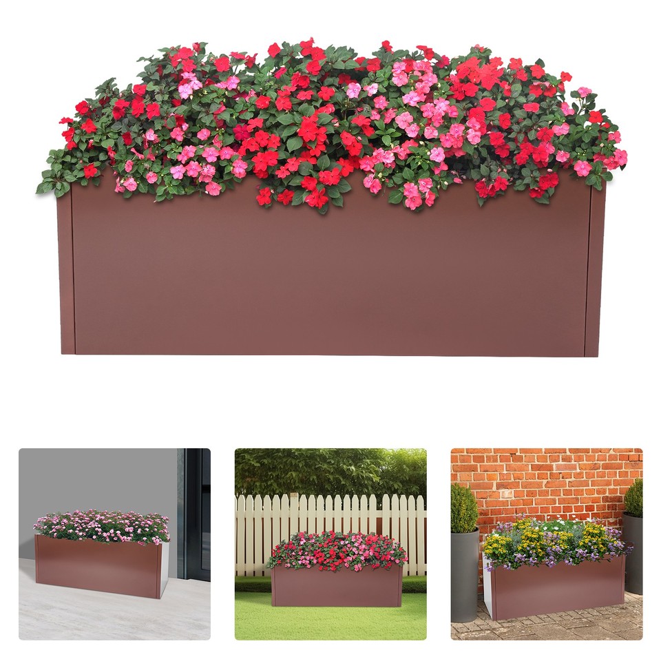 Rectangular Planter Box 38*15*15in Outdoor Modern Planter Garden Metal ...