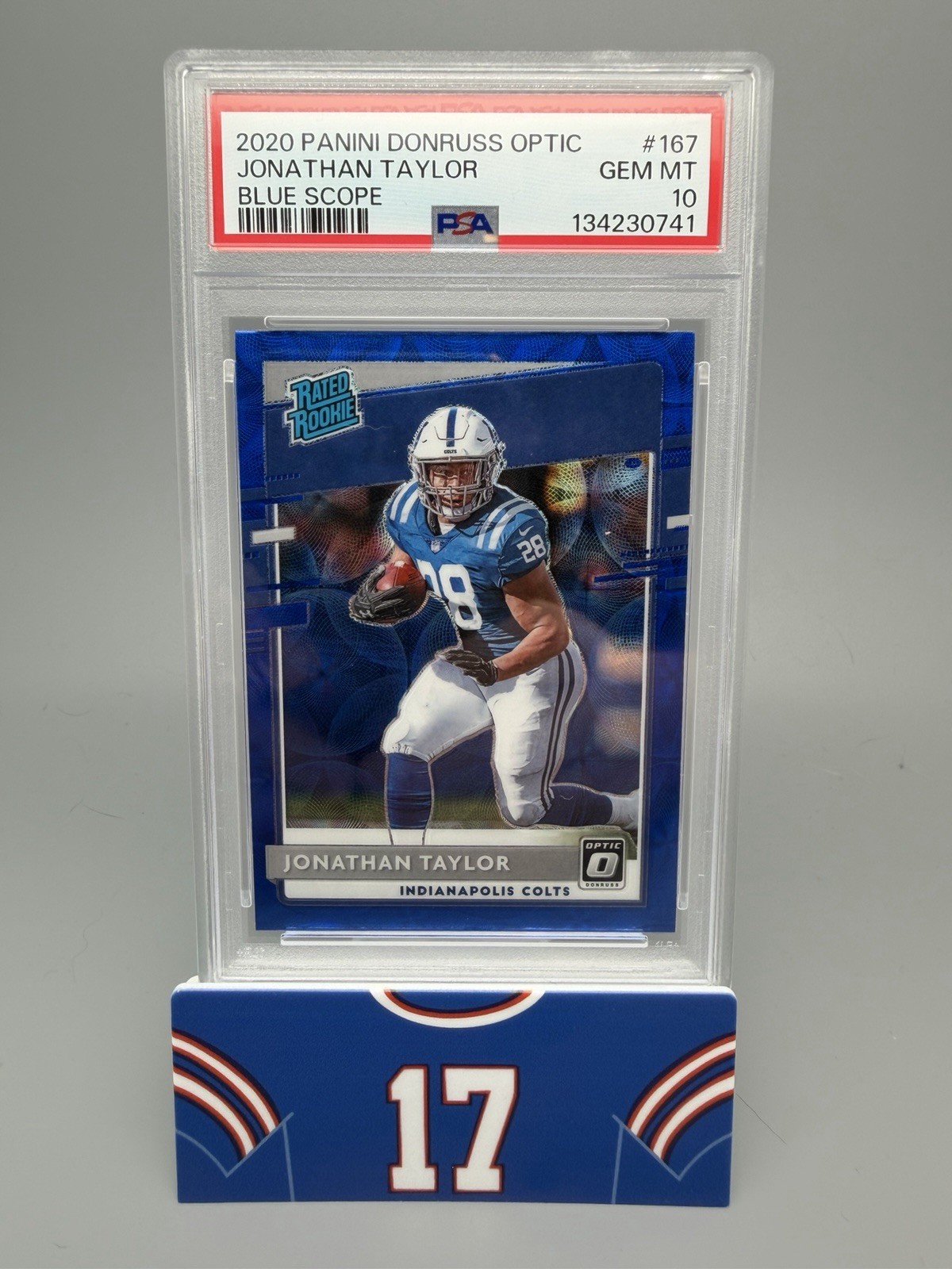Jonathan Taylor 2020 Donruss Optic Blue Scope Rated Rookie Card #167 PSA 10
