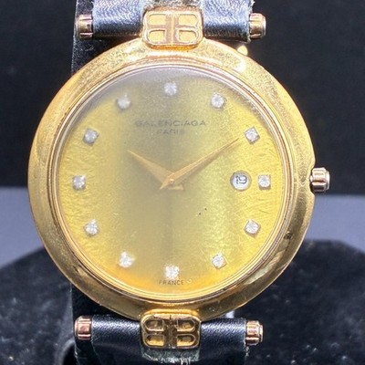 Balenciaga Paris Ladies Watch Quartz 32mm Gold Diamond Index Used