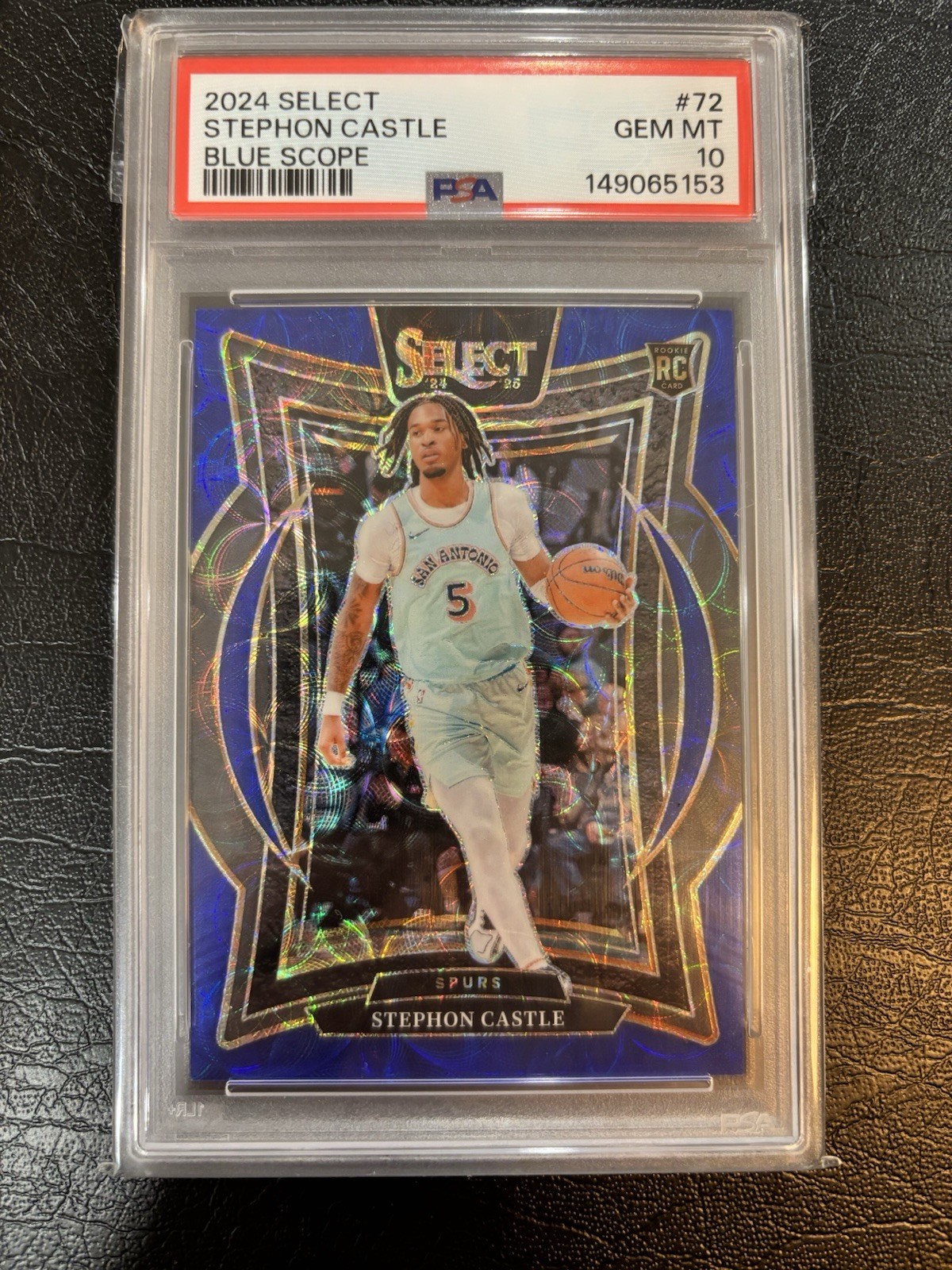 STEPHON CASTLE PSA 10 2024 Panini Select #72 Blue Scope /249 Spurs Rookie RC