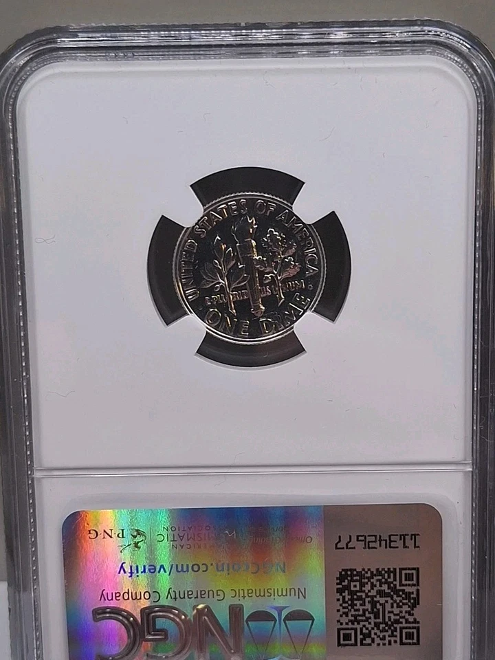 1961 4 COIN SILVER PROOF SET 1c, 5c, 10c, 25c NGC GRADED PF67.  NO 50C COIN  - Image 4 of 4