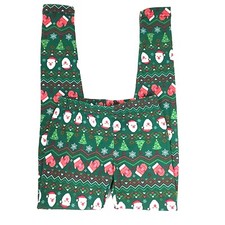 Christmas Santa Mittens Fleece Lined Ankle Leggings Junior Size S or XL Green