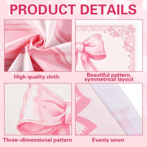 Coquette Pink Bow Tapestry, 60"x40" Wall Decor, Room Decor, Valentine's Day - Picture 3 of 12