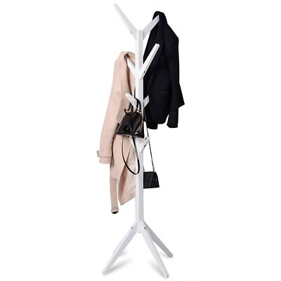 EUGAD Garderobenständer Kleiderständer Standgarderobe Garderobe Weiß 180cm Holz