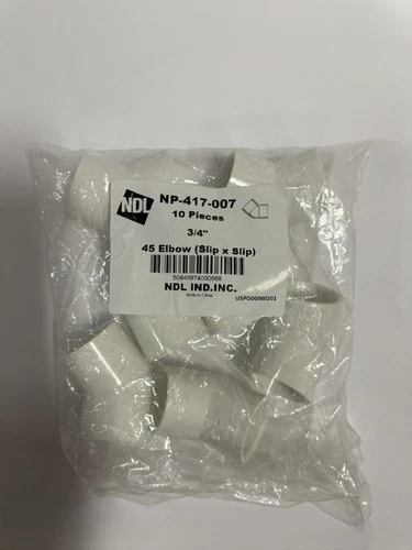 NDL NP-417-007 Pipe Elbow, 3/4 in Socket x 3/4 in Socket, PVC, SCH 40