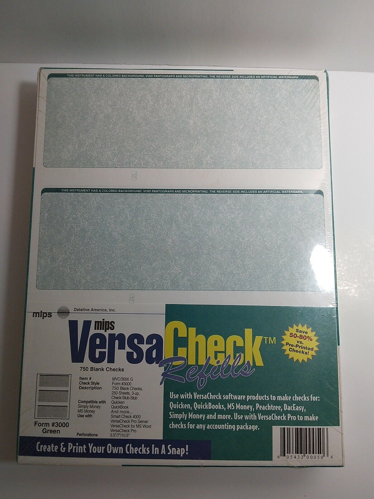 Mips Versa Check Refills  750 Blank Checks Form #3000