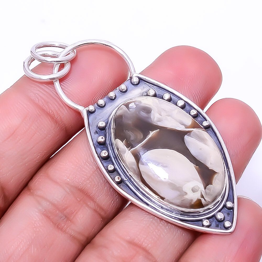 Petrified Australian Peanut Wood Jasper 925 Silver Pendant 2.34in P19